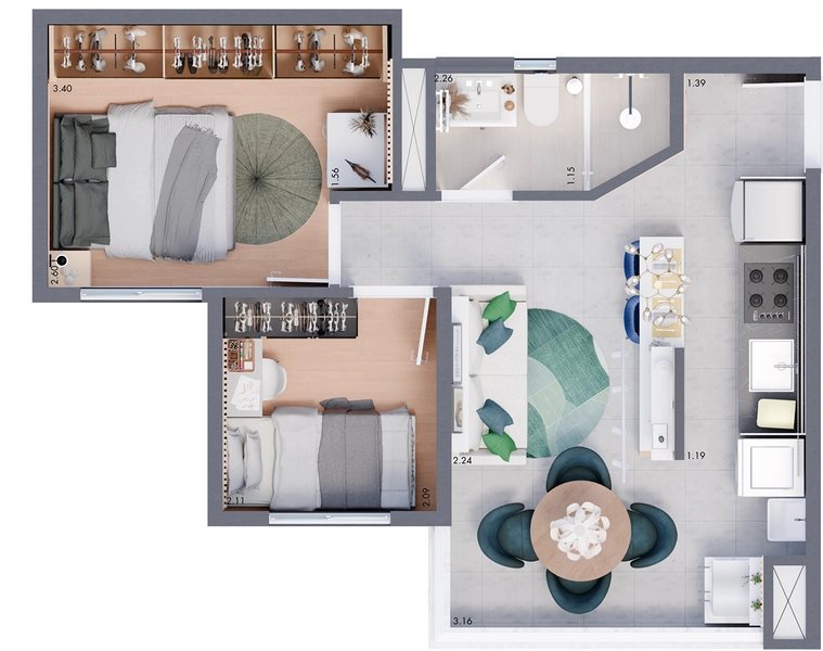 Apartamentos Novos à venda á partir de R$ 299 mil na Vila Palmares, Santo André: 4ª foto da galeria de imagens do imóvel